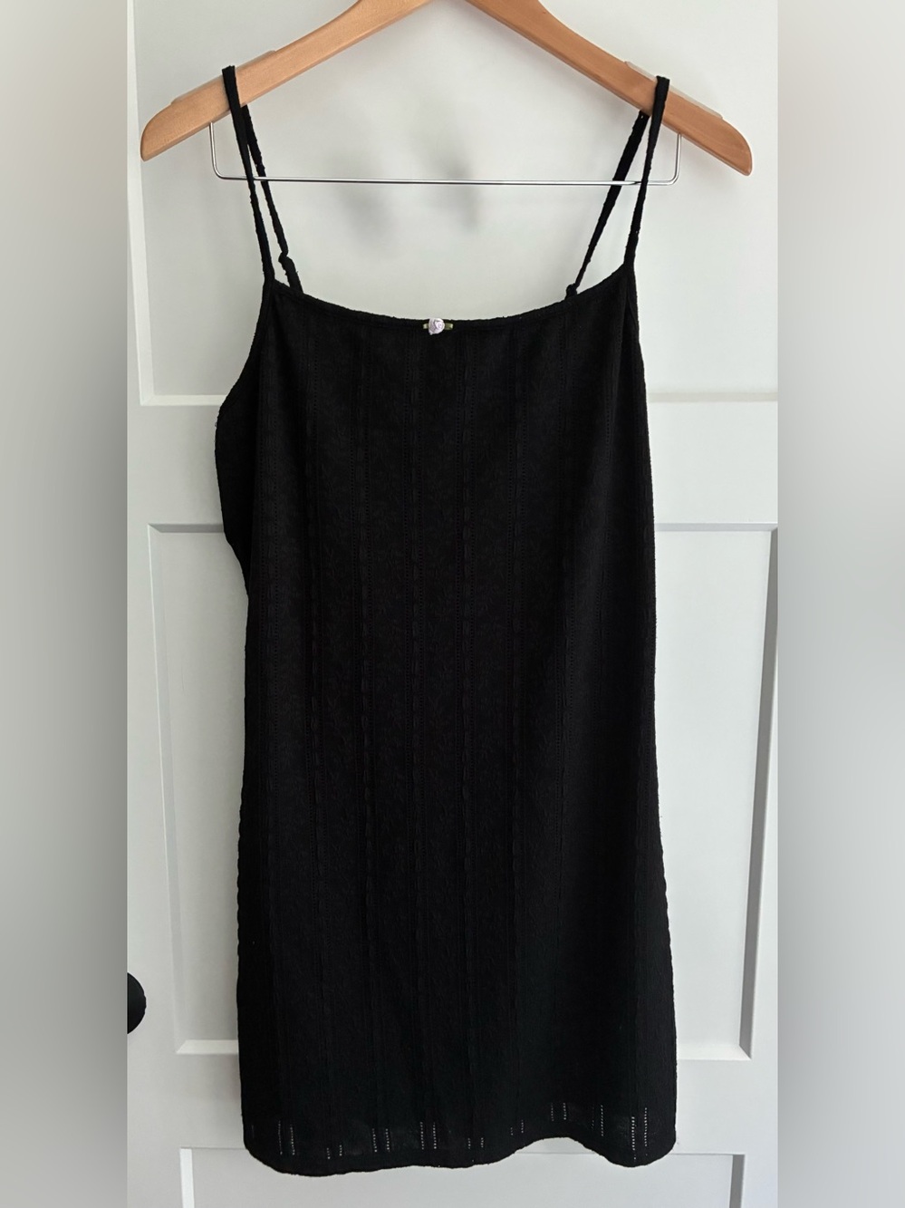 wild fable Black Slim Ribbed Spaghetti-Strap Mini Dress hoco large - Picture 2 of 5